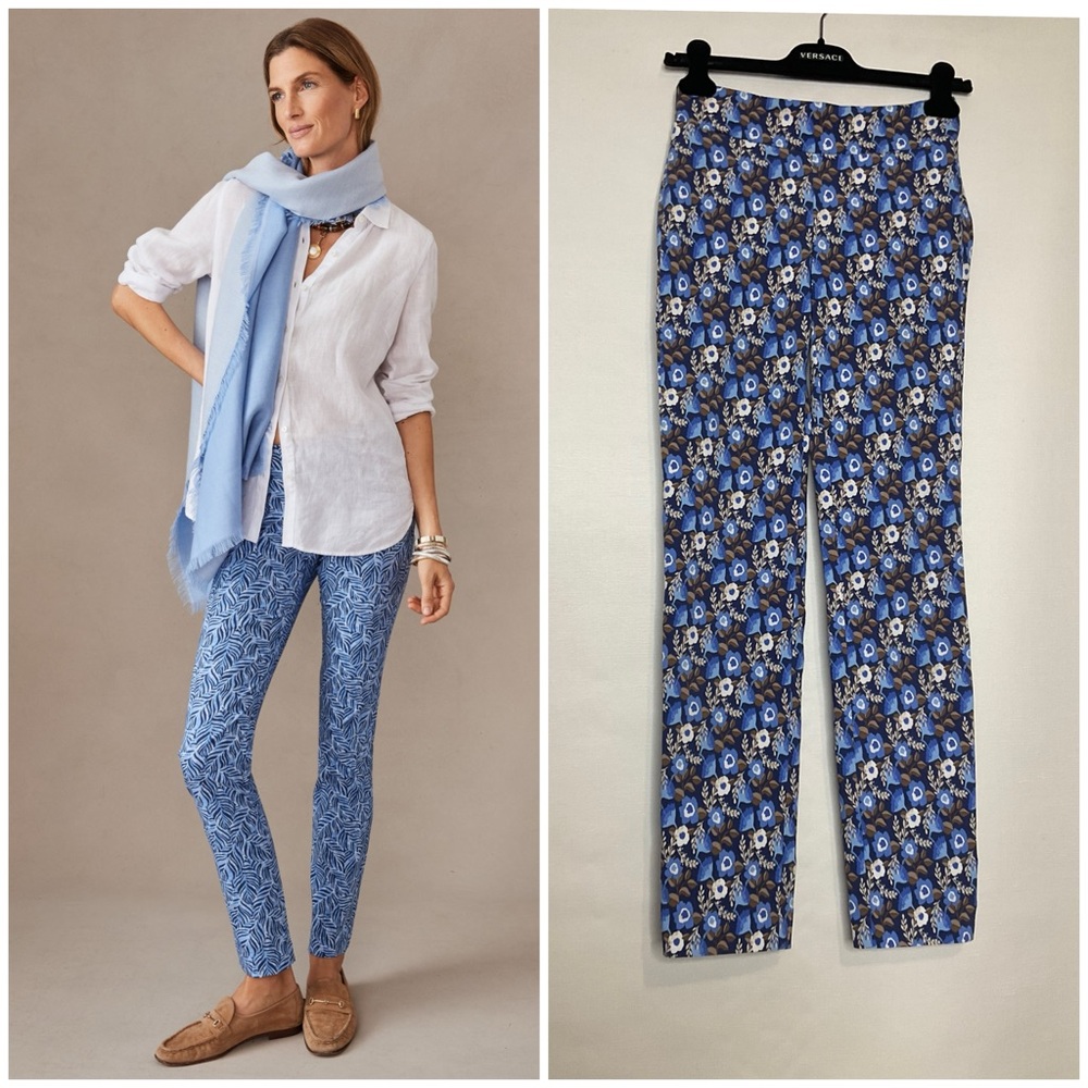 J. McLaughlin Masie Pants Blue floral Print Size 0
